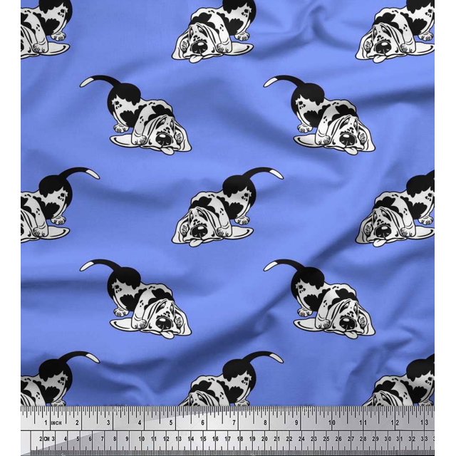 Soimoi Poly Georgette Fabric Basset Hound Dog Decor Fabric Printed Yard 52 Inch Wide