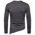 thumbnail image 4 of T-Shirts pour Hommes Aqestyerly T-Shirt pour Hommes Couleur Unie Ajusté Ourlet Irrégulier Col Rond Manches Longues Multi-Code, 4 of 6