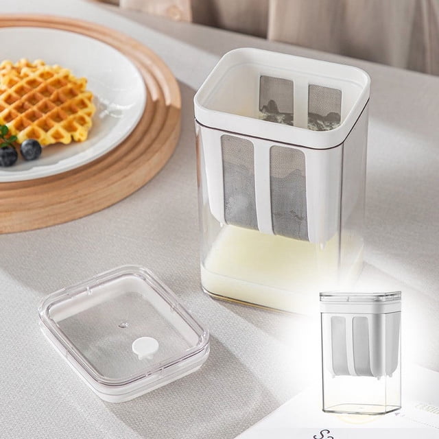 XYAIYT Stainless Steel Yogurt Filter for Home Use Long Lasting and Safe Screening Suit for Cheese and Labneh Large Capacity with Transparent Lid for Easy Monitoring and Reduced Waste
