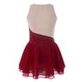 thumbnail image 2 of Sinleey Robe de Patinage Artistique pour Filles, Scintillante avec Strass, Sans Manches, Justaucorps de Danse Ballet, Rouge, 8, 2 of 7