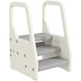 thumbnail image 1 of Qaba Adjustable Height Toddler Step Stool with Handle & Foot Pads, Grey, 1 of 10