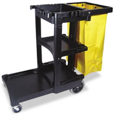 Rubbermaid Commercial 617388BK Multi-Shelf Cleaning Cart- 3-Shelf- 20 x 45 x 38-1/4- Gray