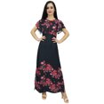 thumbnail image 1 of Bimba Robe Maxi Noire à Manches pour Femme à Fleurs en Georgette Tenue d'Été-28, 1 of 8