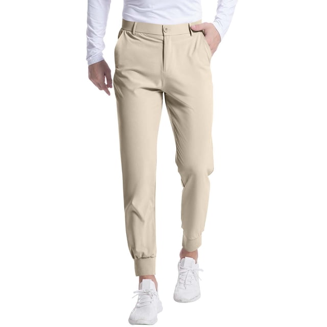HOZADOIE Men's Golf Pants Solid Color Button Waistband Slim Fit Versatile Cuffed Outdoor Jogging Casual Sweatpants With Pockets Spring Fashion Winter Outfits