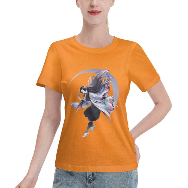 T-Shirt Basique à Manches Courtes pour Femmes Demon Slayer Ninja Papillon