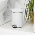 thumbnail image 2 of mDesign Extra Small Modern 3-Liter/.7 Gallon Round Metal Lidded Step Trash Can Compact Garbage Bin with Removable Liner Bucket and Handle for Bathroom Kitchen Craft Room Office Garage - White, 2 of 5
