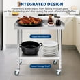thumbnail image 3 of Heavy-Duty Stainless Steel Commercial Worktable with Adjustable Shelf, 3-Sided Backsplash & 5" Wheels – Professional Prep Table for Kitchen, Restaurant, Food Service, Grill, and Storage, 3 of 7