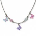 thumbnail image 3 of Collier Floral et Papillon en Argent Sterling Poli Émaillé 14 Pouces, 3 of 3
