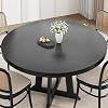 47 Inch Round Dining Table for 4-6 People, Farmhouse Kitchen Table with Thick Engineered Wood Top, Cross Pedestal Base, Space-Saving Dining Table for Kitchen, Dining Room, Breakfast Area,Black