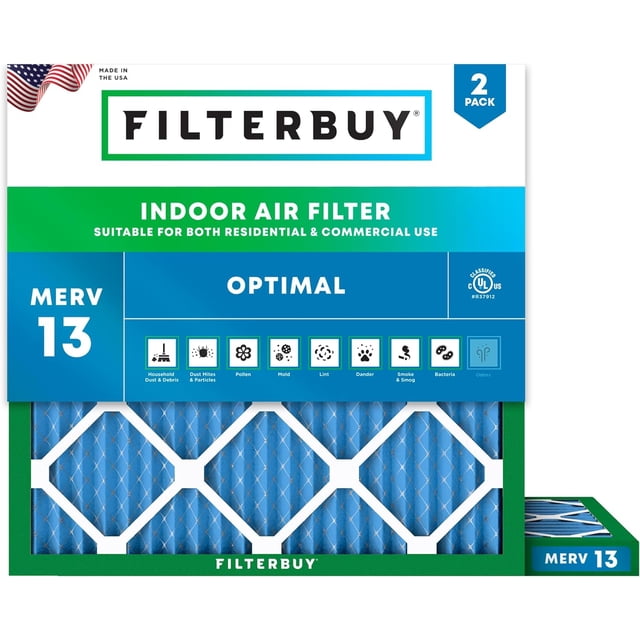Filterbuy 15x15x1 Air Filter MERV 13 Health Defense, HVAC AC Furnace Air Filters Replacement (2-Pack)