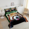 thumbnail image 4 of Erosebridal Ensembles de Literie Kawaii Panda Roux Simple avec Couette, Insert de Couette Animal de Zoo, Décor Imprimé Faune 3D, Réversible 2 Pcs, 4 of 7