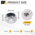 thumbnail image 2 of 15 Pcs M10x1.5mm Lock Nuts, 304 Stainless Steel Nylon Insert Self-Locking Nut, 2 of 6