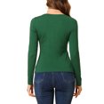 thumbnail image 3 of INSPIRE CHIC Blouse Basique à Manches Longues pour Femmes, devant Froncé, Col Rond, TG Vert Foncé, 3 of 6