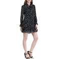 thumbnail image 2 of INSPIRE CHIC Robe Droite Décontractée à Fleurs pour Femme Inspirée, à Volants, à Col Noué, Coupe Ample, S Noir, 2 of 7