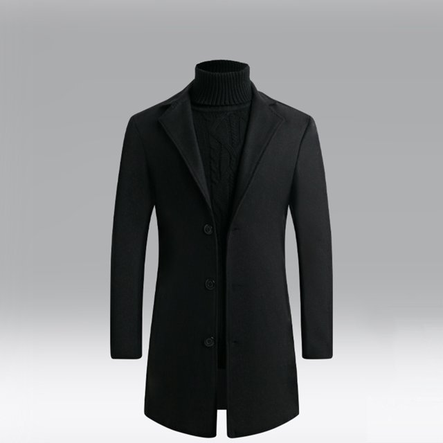 EGNMCR Jackets for Men Fall/winter New Style Plus Cotton Solid Color Woolen Lapel Men's Overcoat Jacket