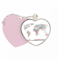 thumbnail image 1 of Global Map Country Geography Wordcloud Mirror Travel Purse Makeup Heart Pink, 1 of 4