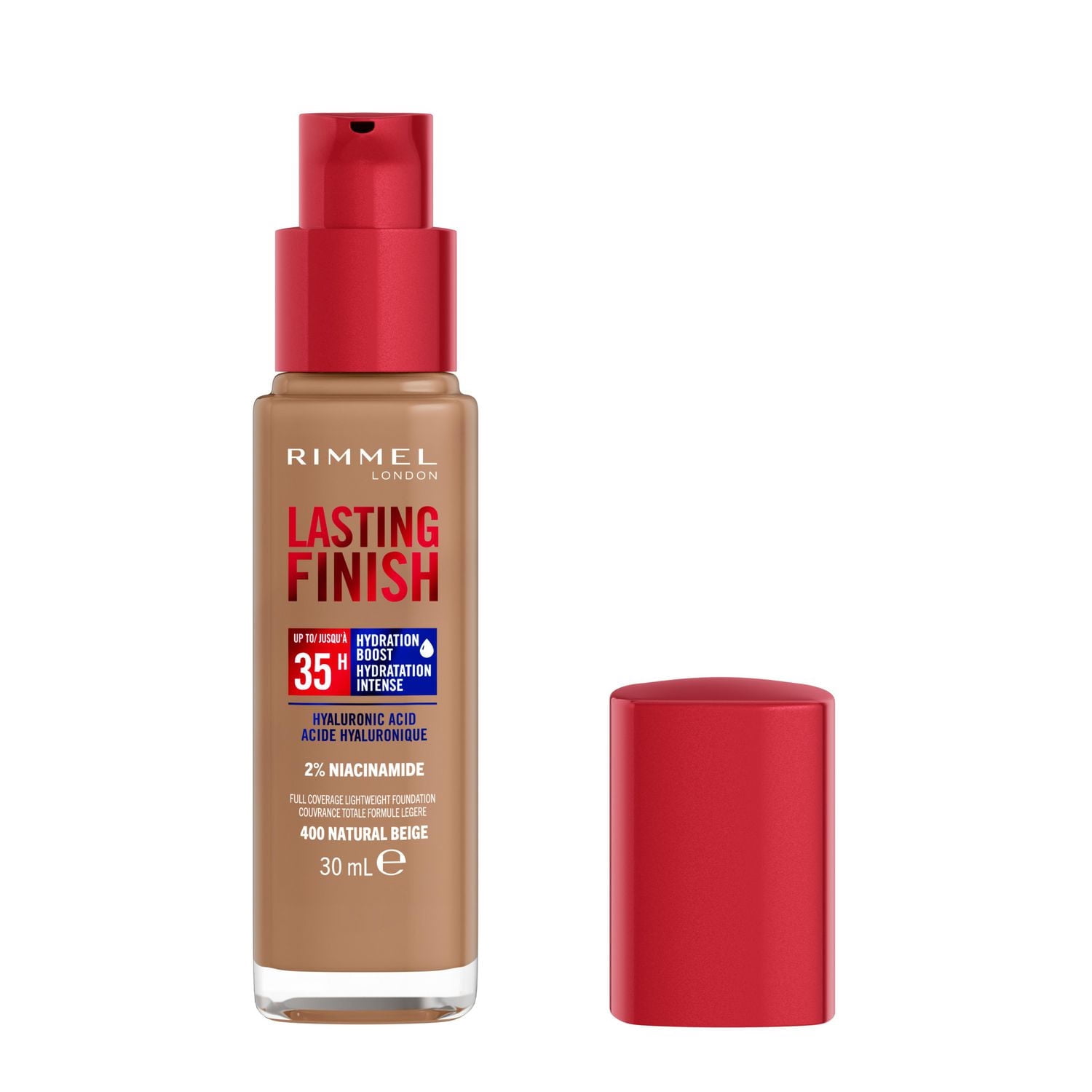Rimmel Lasting Finish 35 Hour Fond de teint, longue tenue, hydratant, formule végétalienne, couvrance totale