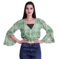 thumbnail image 4 of Moomaya Haut Court Imprimé pour Femmes Style Enveloppant Manches Longues à Volants Blouse d'Été Décontractée, 4 of 5