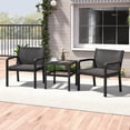 thumbnail image 4 of Costway 3 Piece Patio Furniture Set with 2 Modern Rattan Armchair & 25" Squire Side Table Black, 4 of 10