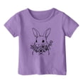 thumbnail image 3 of GDREDA Vêtements Fille T-Shirt Décontracté à Manches Courtes à Col Rond avec Imprimé de Pâques Mignon pour Fille Haut Mignon pour Filles Violet, 12-13 Ans, 3 of 3
