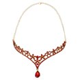 thumbnail image 1 of Bridal Bridesmaid Forehead Chain Crystal Rhinestone Charm Pendant Band Dangle Forehead Chain Wedding Headpiece (Red), 1 of 6