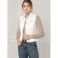 thumbnail image 4 of INSPIRE CHIC Gilet en Denim à Simple Boutonnage pour Femmes, Délavé, avec Poches à Rabat sur la Poitrine, 4 of 6