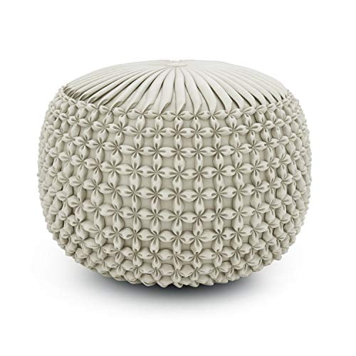 SIMPLIHOME Renee Poufs Ronds, 20 Pouces, Crème