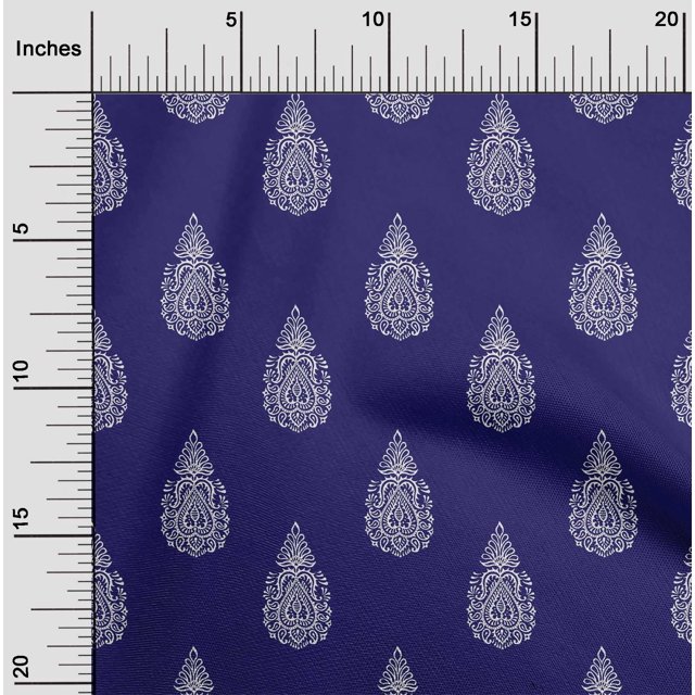 oneOone Polyester Lycra Fabric Paisley Block Printed Fabric 1 Yard 56 Inch Wide