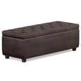 thumbnail image 1 of Pemberly Row 48" Tufted Rectangular Ottoman in Distressed Brown Faux Leather, 1 of 8