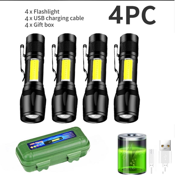 De Xiao Bei strict selection 1-6 Pcs Mini Lampe de Poche LED Portable Lumière COB Zoom Télescopique Torche USB Rechargeable Tactique Camping Randonnée Lanterne d'Urgence