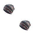 thumbnail image 3 of Maytalsory Bonnet Hijab Ethnique Imprimé Floral Turban Coloré Réglable Protection des Oreilles Accessoires de Style Bonnet Losange Bleu 2Set, 3 of 6