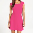 thumbnail image 5 of Mgmyaa A-Line Dress Robe Courte d'Été pour Femmes à Col Rond, Manches 1/4, Couleur Unie, Manches Cap, Robe de Cocktail pour Fête, 5 of 5