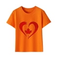 thumbnail image 1 of uublik T-shirt Feuille d'Érable Canadienne pour Enfants, Manches Courtes, Hauts d'Été pour Enfants, T-Shirts à Col Rond, T-Shirts Mode, Taille 3T-10, Orange, 1 of 6