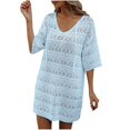 thumbnail image 1 of Birdeem Womens Summer Solid Color Hollow Out Vacation Beach Dress Sun Protection Blouse, 1 of 1