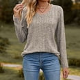 thumbnail image 2 of vdgthytj Sweaters for Women Long Sleeve Fall Fashion V Neck Knitted Tops Comfort Soft Basic Pullover Shirts, 2 of 4