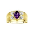 thumbnail image 1 of RYLOS Men's Rings 14K Yellow Gold Rings Classic Designer Style 8X6MM Oval Gemstone &  Diamond Ring Amethyst February Birthstone Rings For Men Size 11, 1 of 7