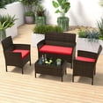 thumbnail image 4 of Costway 4 PCS Patio Furniture Set with Washable Cushions and Tempered Glass Coffee Table Red, 4 of 9