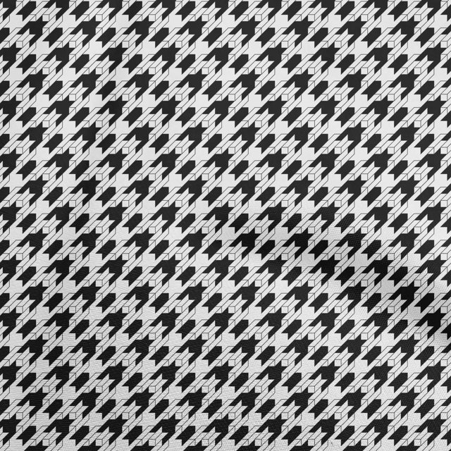oneOone Polyester Spandex Black Fabric Houndstooth Sewing Material Print Fabric By The Yard 56 Inch Wide