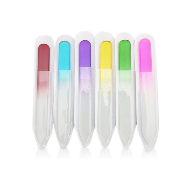 Wweixi 6 Pcs/Ensemble Lime à Ongles Surface Givrée Légère Résistante à l'Usure Robuste Réutilisable Bricolage Artisanat Verre Outils de Manucure TYPE2 14cm