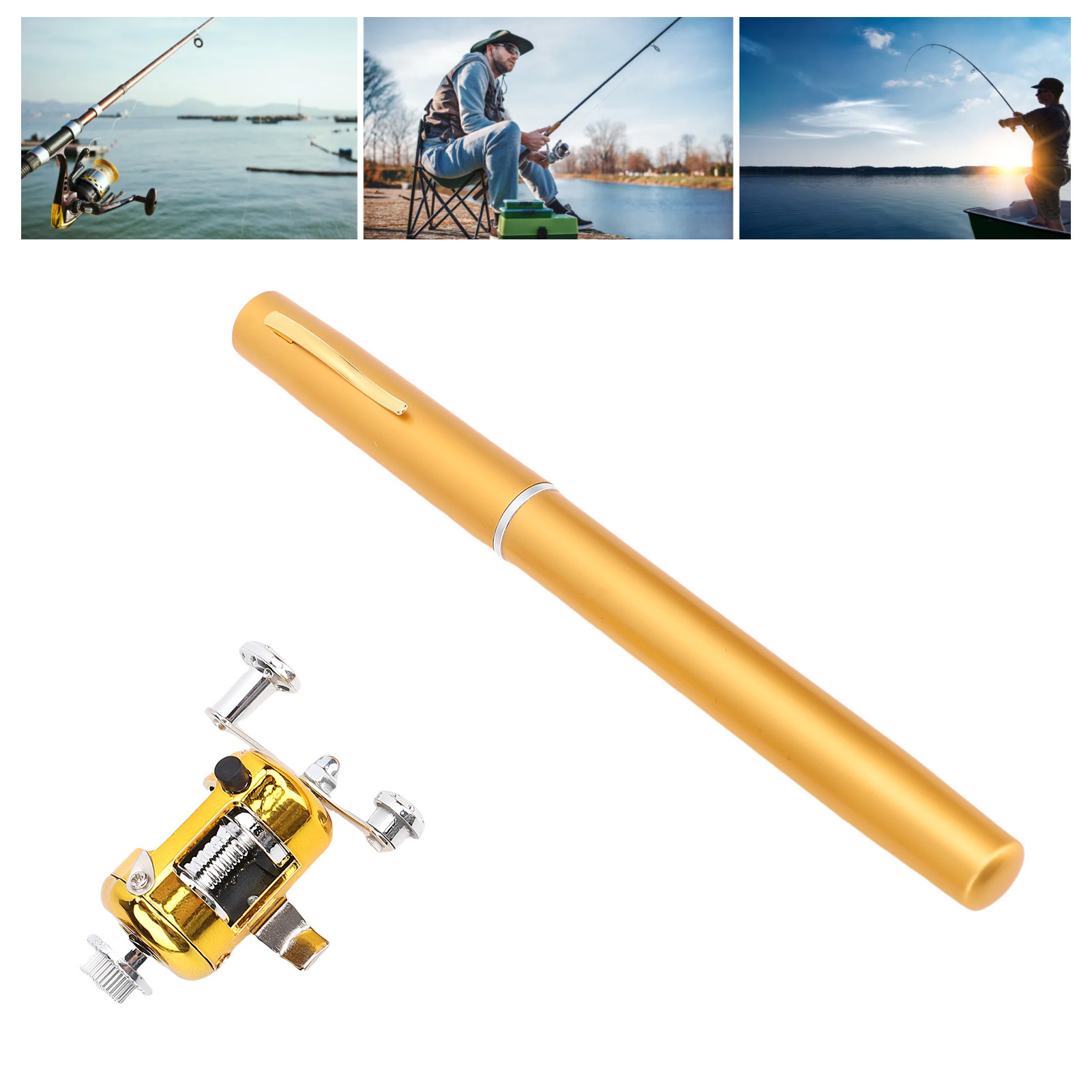 Portable Pocket Telescopic 37.4inch Mini Pen Fishing Rod, Small Pen Fishing Pole with Reel, Lightweight Fishing Rod Reel Combo for River Lake Ice Fishing
