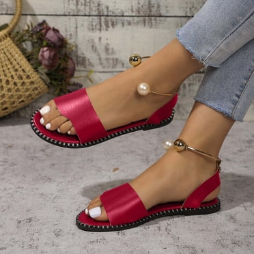 Apmemiss Beach Sandals for Woman Clearance Women's Fashionable Casual Comfortable One-Line Buckle Spring and Summer Flat Open-Toe Sandals Prime Day Deals Today 2025