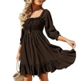thumbnail image 1 of Gspmoly Robes pour Femmes Grande Taille, Robe pour Femmes à Encolure Carrée - Mode Décontractée, Tempérament, Cordon de Serrage, Dos Ajouré Ouvert, à Lacets, Manches 3/4, Coupe Ajustée, Robe Aguichant, Robes de Travail pour Femmes, Offres, 1 of 6