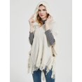 thumbnail image 4 of LinYooLi Poncho Cape Châle pour Femmes Surdimensionné Couleur Unie Pashmina à Capuche avec Franges Temps Froid, 4 of 5