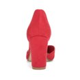 thumbnail image 2 of BLISSFUL STEP Women's High Block Heels Pointed Toe Ankle Strap Dress Shoes​ Red 9, 2 of 8
