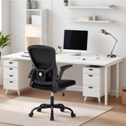 BeesClover Mesh Desk Chair Reclining, Ergonomic Home Office Chair with Flip-Up Armrests, 360° Swivel Casters, Metal Base, for Conferences/Desk Work