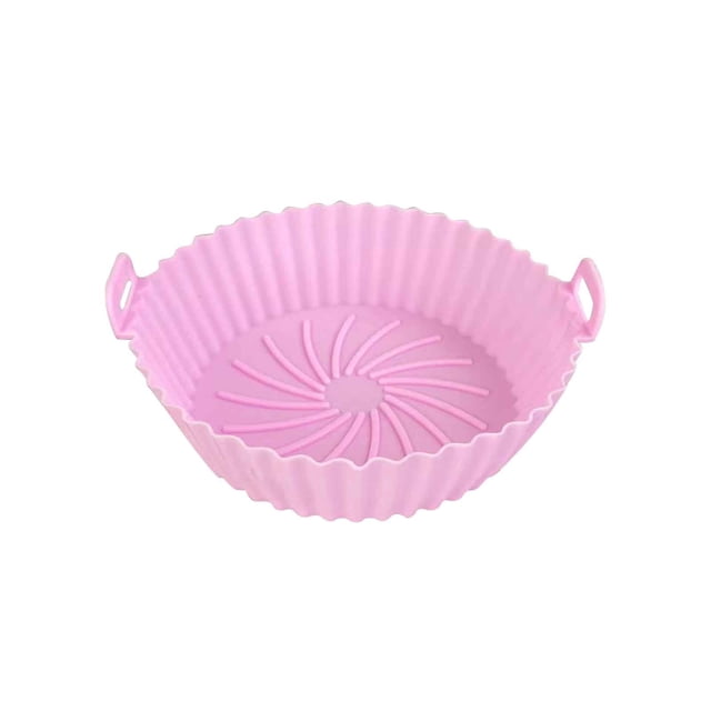 Air Fryer Silicone Baking Pan, Foldable Non-Stick Fryer Liner, Dishwasher Safe Reusable Tray for Healthy Cooking