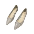 thumbnail image 1 of 2 Pcs Chaussures en Cuir pour Femmes Résistantes à l'Usure Femmes Mariage Largeur Plate Robe Chaussures en Fibre à Paillettes Femmes Confortables Entretien Cour Femmes Argent 39, 1 of 9