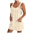 thumbnail image 1 of Femmes Été Robes Casual Solide Couleur Poches Bretelles Courte Mini Robe, 1 of 6