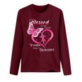 thumbnail image 3 of Fridja Haut Femme Cancer du Sein Décontracté Manches Longues Col Rond Chandail en Molleton Pull Blouse, 3 of 4