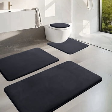 LSLJS Memory Foam Bath Mat 4 Set Bathroom Rugs for 4PCS Toilet Mats Universal Soft Comfortable Water Absorption Non-Slip Thick Machine Washable Easier To Dry Dark Home Accessories